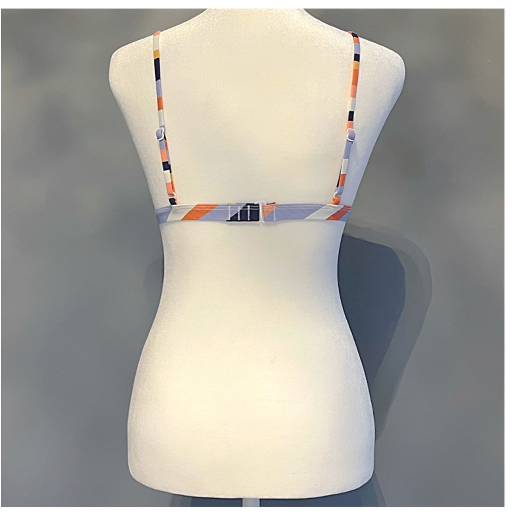 BNWT ROXY Beach Classics Fixed Triangle Bikini Top color MOOD INDIGO Stripe SZ S - Picture 3 of 15